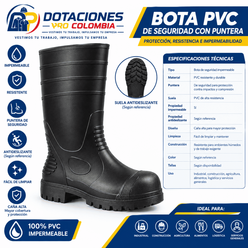 bota pvc de seguridad con puntera